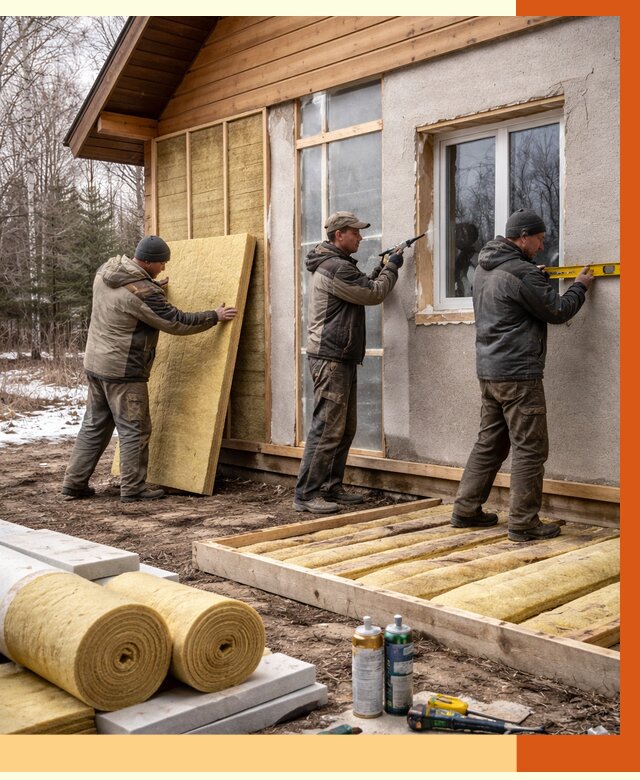 Утепление дачного дома в Муравленко от 5085 руб/м2 — недорого | ТепломастерМрв