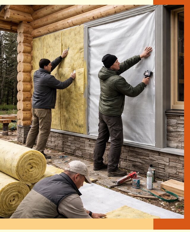 Утепление бревенчатого дома в Муравленко от 8190 руб/м2 — заказать под ключ | ТепломастерМрв