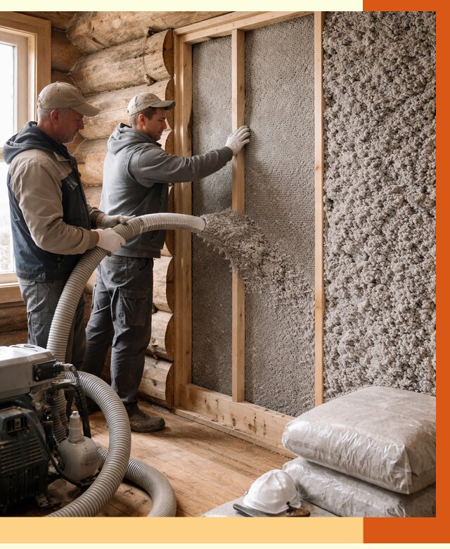 Утепление бревенчатого дома эковатой в Муравленко от 2944 руб. | ТепломастерМрв