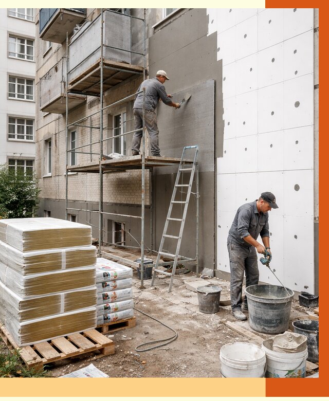 Утепление квартиры снаружи в Муравленко от 6584 руб/м2 под ключ | ТепломастерМрв