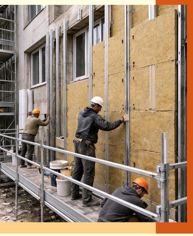 Утепление вентилируемого фасада в Муравленко от 5995 руб/м2 — монтаж и утепление вентфасад | ТепломастерМрв