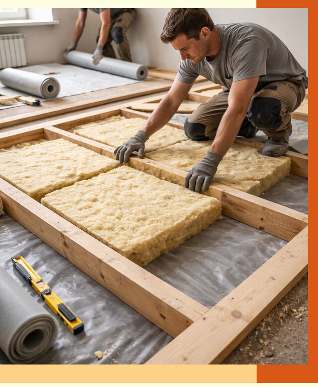 Утепление деревянного пола в Муравленко от 1606 руб./м2 под ключ | ТепломастерМрв