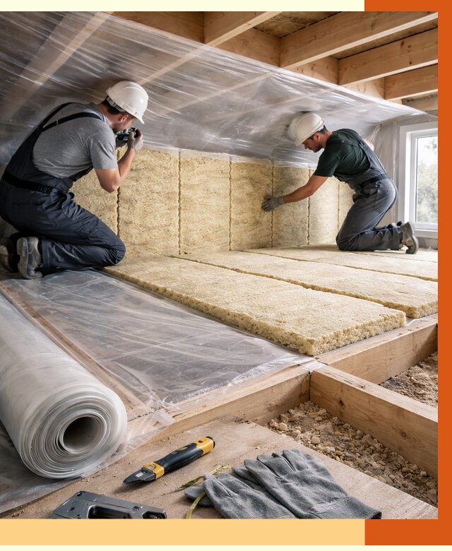 Утепление перекрытий в Муравленко от 3051 руб/м2 — утепление межэтажных и чердачных | ТепломастерМрв