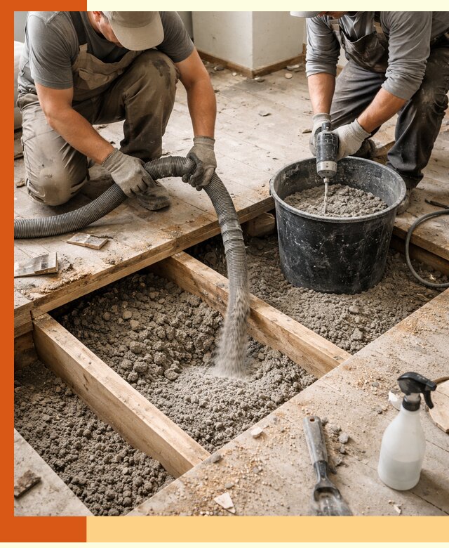 Заполнение пустот пола в Муравленко полиуретаном и пенополистиролом