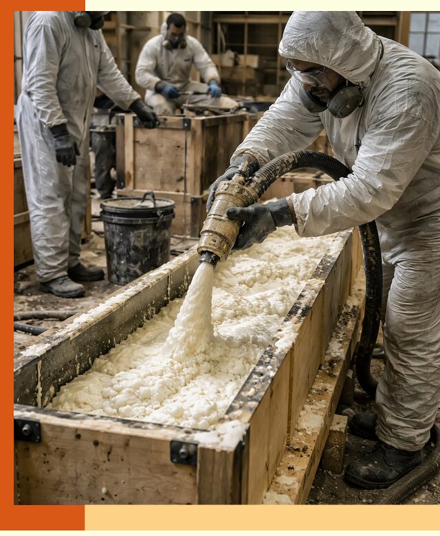 Заливка пенополиуретана в формы для утепления в Муравленко