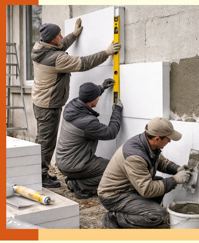 Утепление пенопластом наружных стен и фасадов в Муравленко