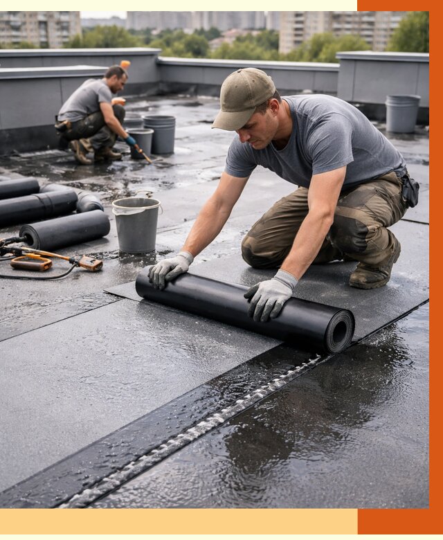 Гидроизоляция плоской кровли в Муравленко от 4818 руб./м2 — профессионально | ТепломастерМрв