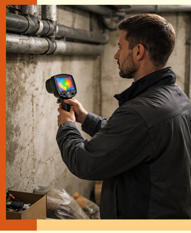 Тепловизионное обследование подвала в Муравленко для поиска утечек тепла